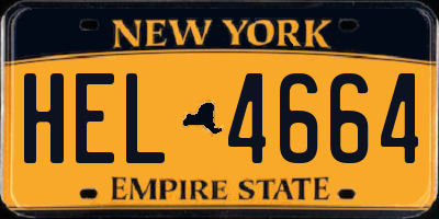 NY license plate HEL4664