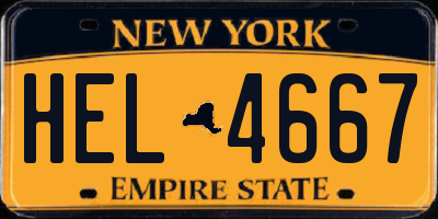 NY license plate HEL4667