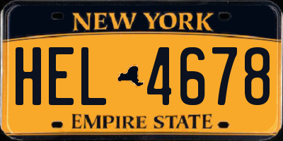 NY license plate HEL4678