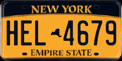 NY license plate HEL4679