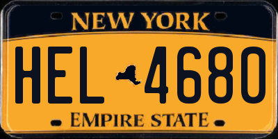 NY license plate HEL4680