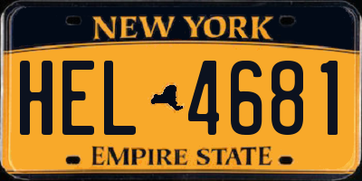 NY license plate HEL4681