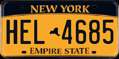 NY license plate HEL4685