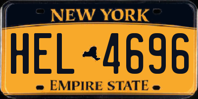 NY license plate HEL4696