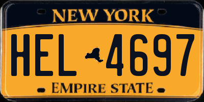 NY license plate HEL4697