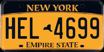 NY license plate HEL4699