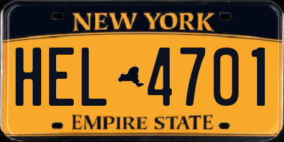 NY license plate HEL4701