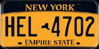 NY license plate HEL4702