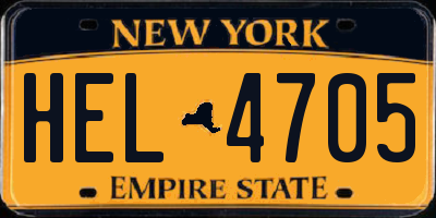 NY license plate HEL4705