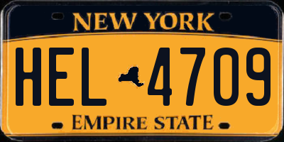 NY license plate HEL4709