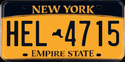 NY license plate HEL4715
