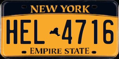 NY license plate HEL4716