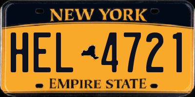 NY license plate HEL4721