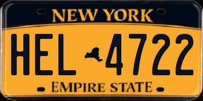 NY license plate HEL4722