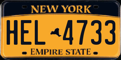 NY license plate HEL4733