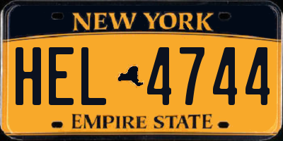 NY license plate HEL4744