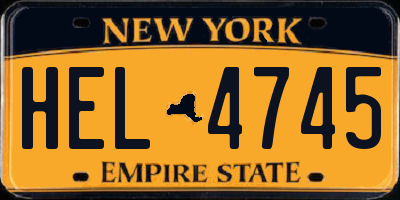 NY license plate HEL4745