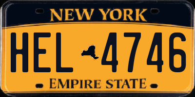 NY license plate HEL4746