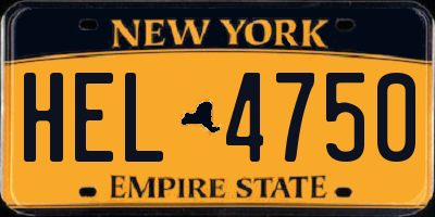 NY license plate HEL4750