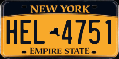 NY license plate HEL4751