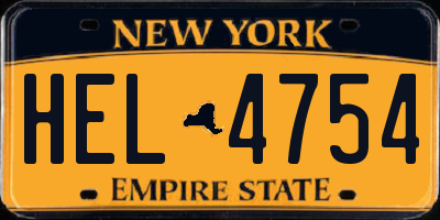 NY license plate HEL4754