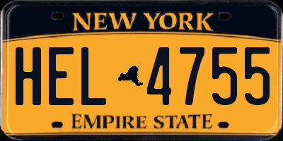 NY license plate HEL4755