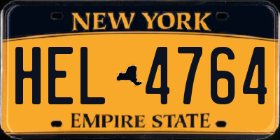 NY license plate HEL4764