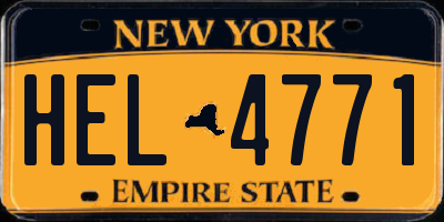 NY license plate HEL4771