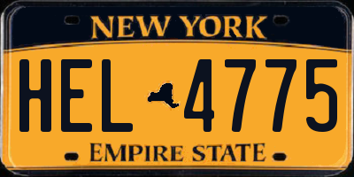 NY license plate HEL4775