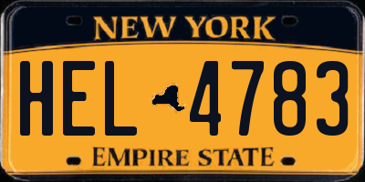 NY license plate HEL4783