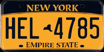 NY license plate HEL4785