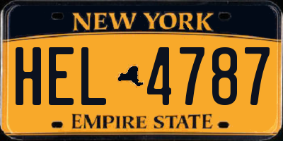 NY license plate HEL4787