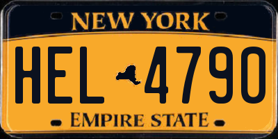 NY license plate HEL4790
