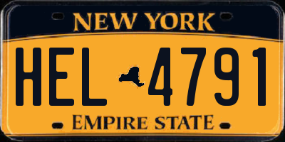 NY license plate HEL4791