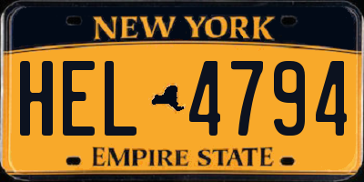 NY license plate HEL4794
