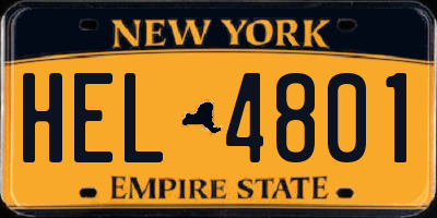 NY license plate HEL4801