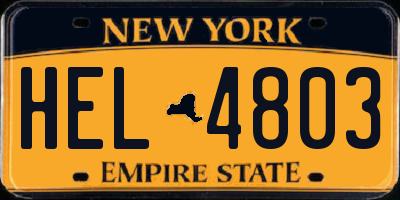 NY license plate HEL4803
