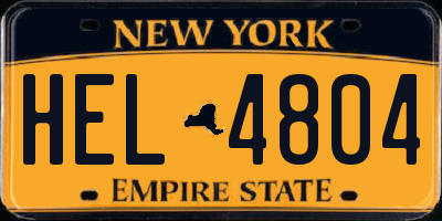 NY license plate HEL4804
