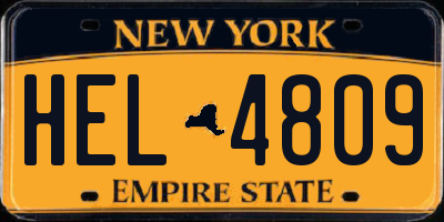 NY license plate HEL4809