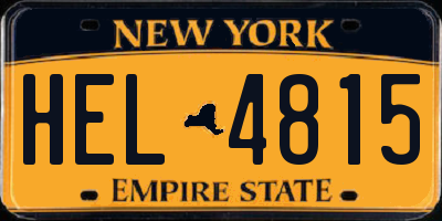 NY license plate HEL4815