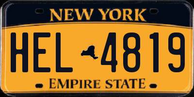 NY license plate HEL4819