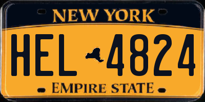 NY license plate HEL4824