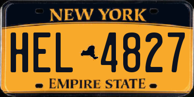 NY license plate HEL4827