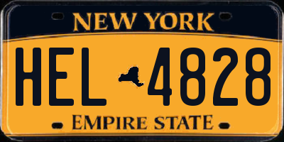 NY license plate HEL4828