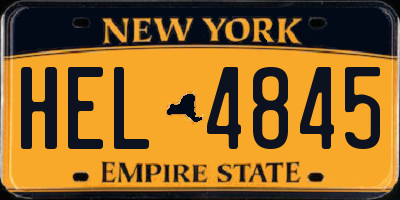 NY license plate HEL4845