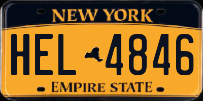 NY license plate HEL4846