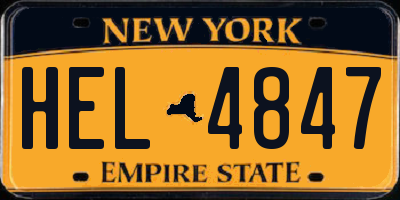 NY license plate HEL4847