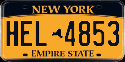 NY license plate HEL4853