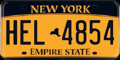 NY license plate HEL4854