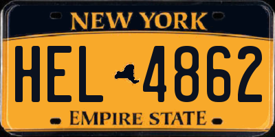 NY license plate HEL4862
